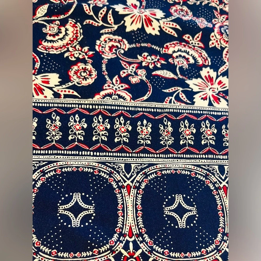 Talbots Jersey Knit Maxi Skirt elastic Waist side Slits red-white-blue SZ. Med - Picture 12 of 15